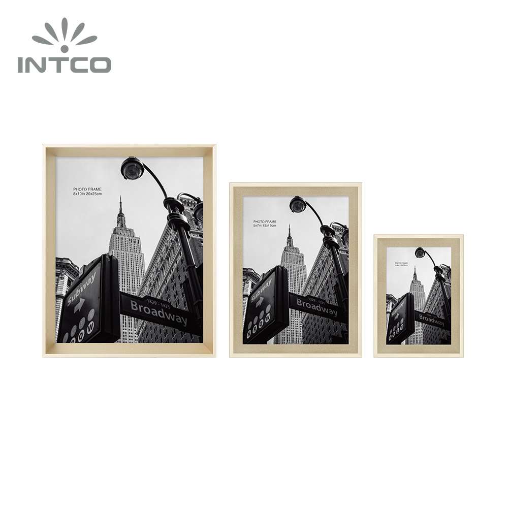 Intco gold poster frame has a matte metal-like finish and comes in many sizes